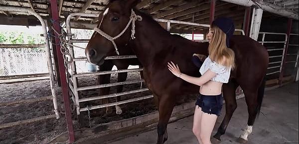 Teen fucked by horse